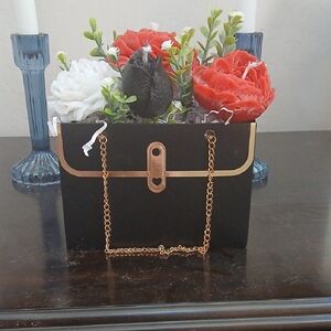 Chic Black and Gold Chain Clutch